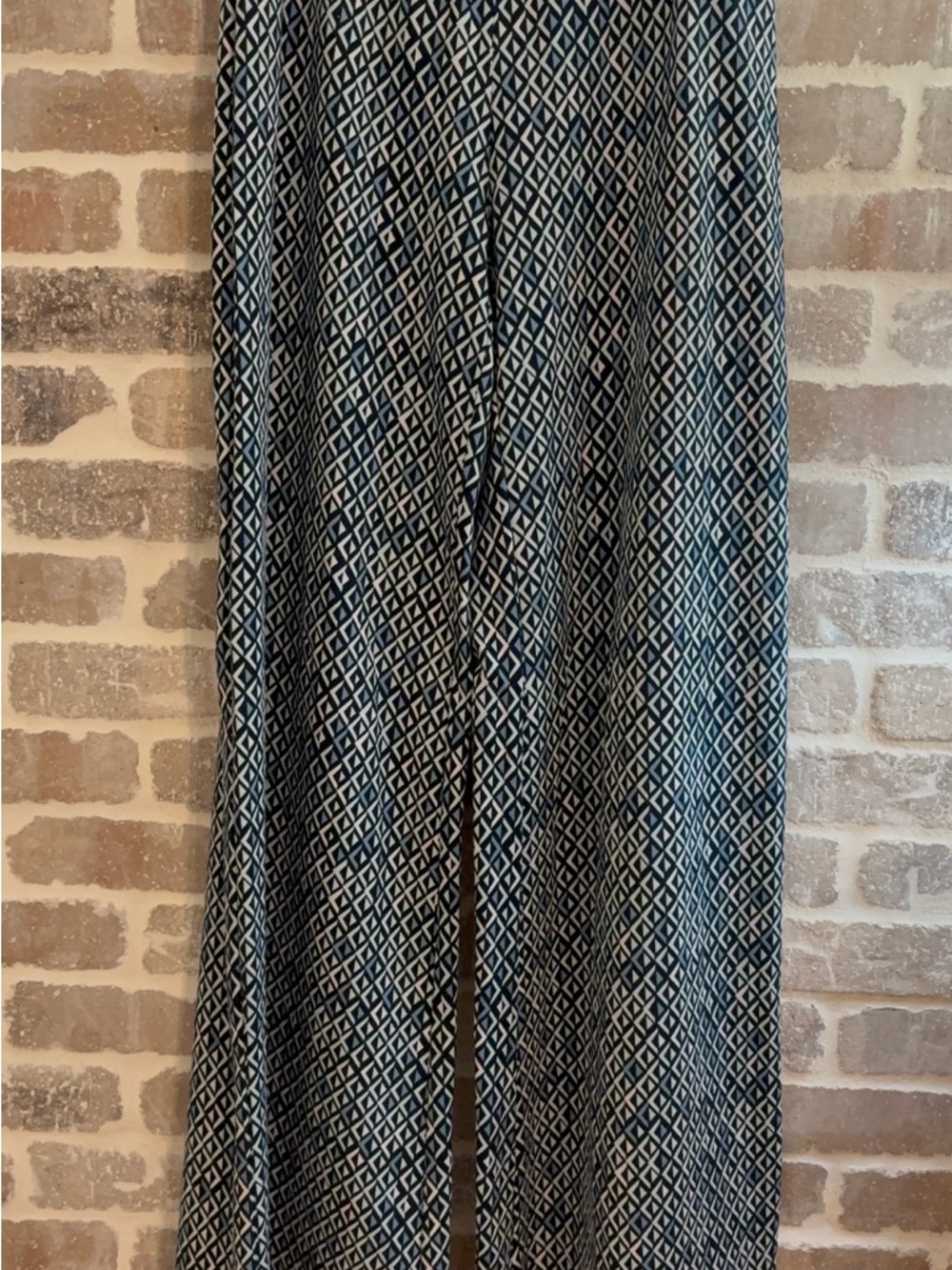 Soybu Navy and White Geometric Wide Leg Pants